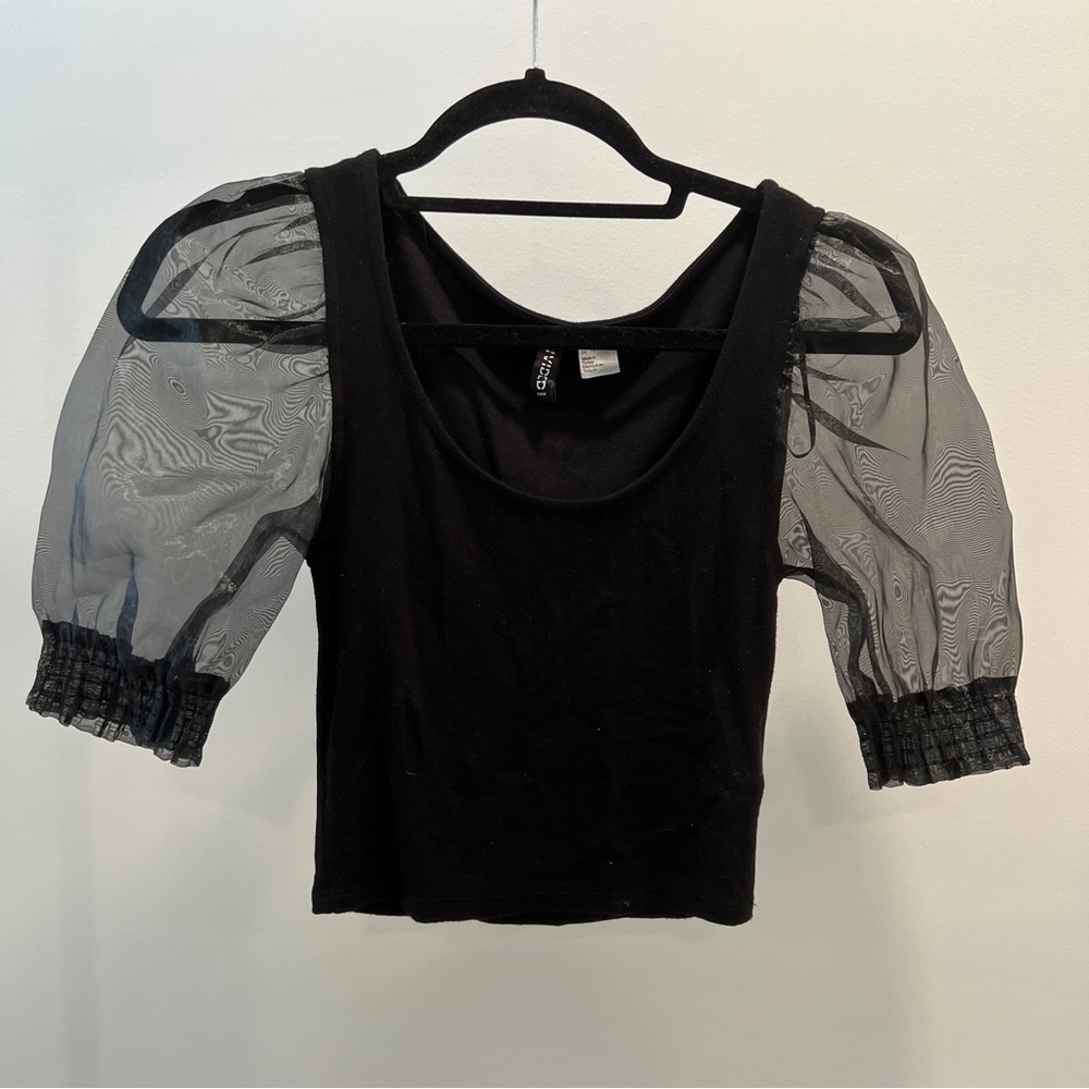 H&M Divided Black Puff Sleeve top